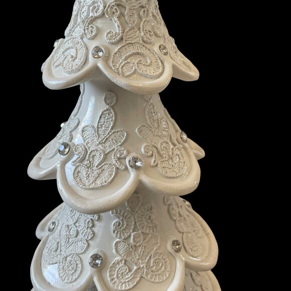18in Snowy Gingerbread Lace Tree White Christmas Decor by Cupcakes & Cashmere - Picture 6 of 16